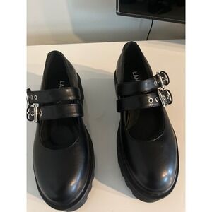 Lamoda Black Double Buckle Platform Mary Jane Lug Sole Shoes Womens 7 Goth Punk